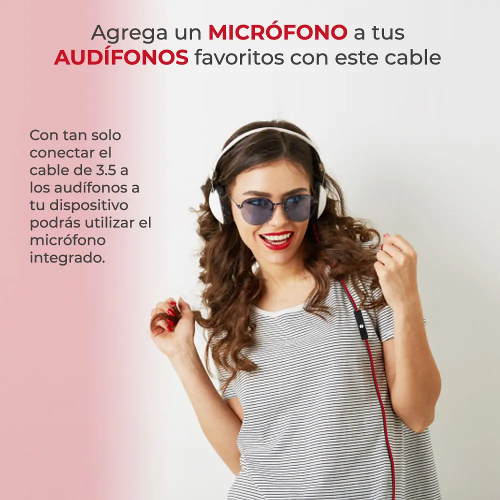 Cable Auxiliar 3.5 Con Micrófono Manos Libres Control 1.2 M