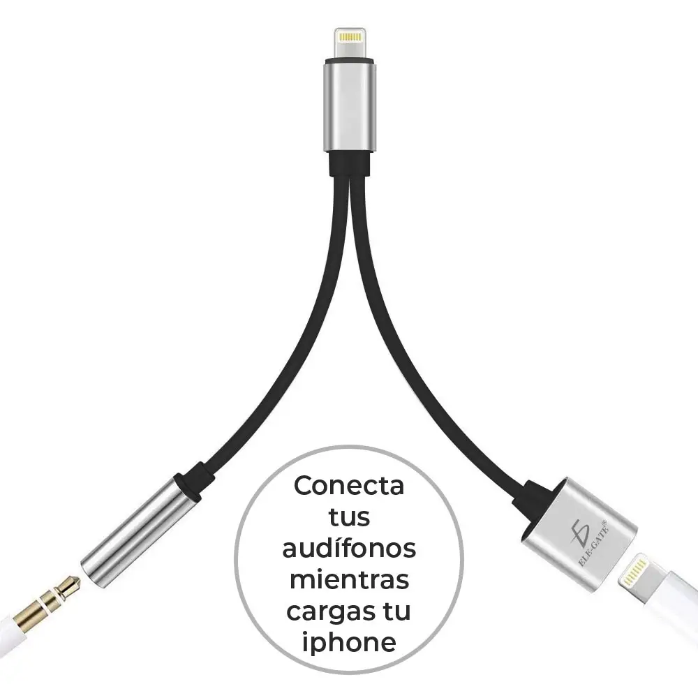 Adaptador iPhone Lightning 3.5mm Auxiliar Audífonos Y Carga