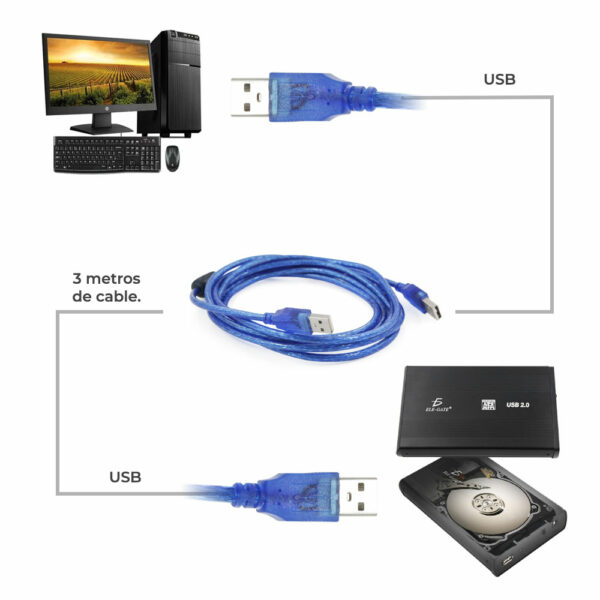 Cable Usb 2.0 Macho A Macho para DiscoDuro 3M