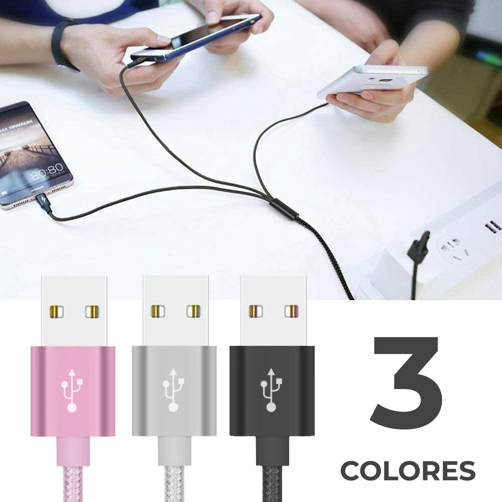 Cable Celular Usb Reforzado 3-1 Micro Usb Tipo C Lightning V8 Type-c para andorid y iphone