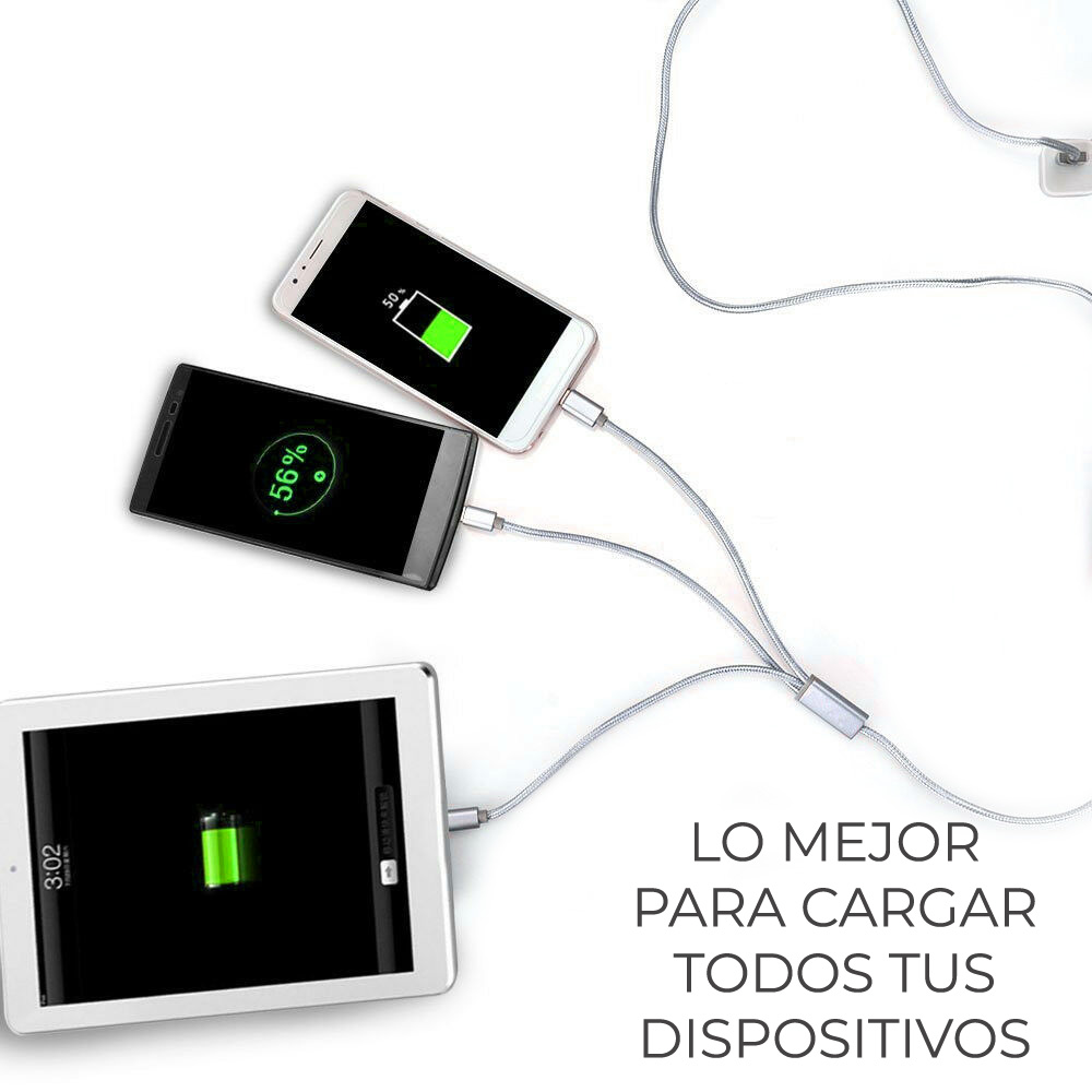 Cable Celular Usb Reforzado 3-1 Micro Usb Tipo C Lightning V8 Type-c para andorid y iphone