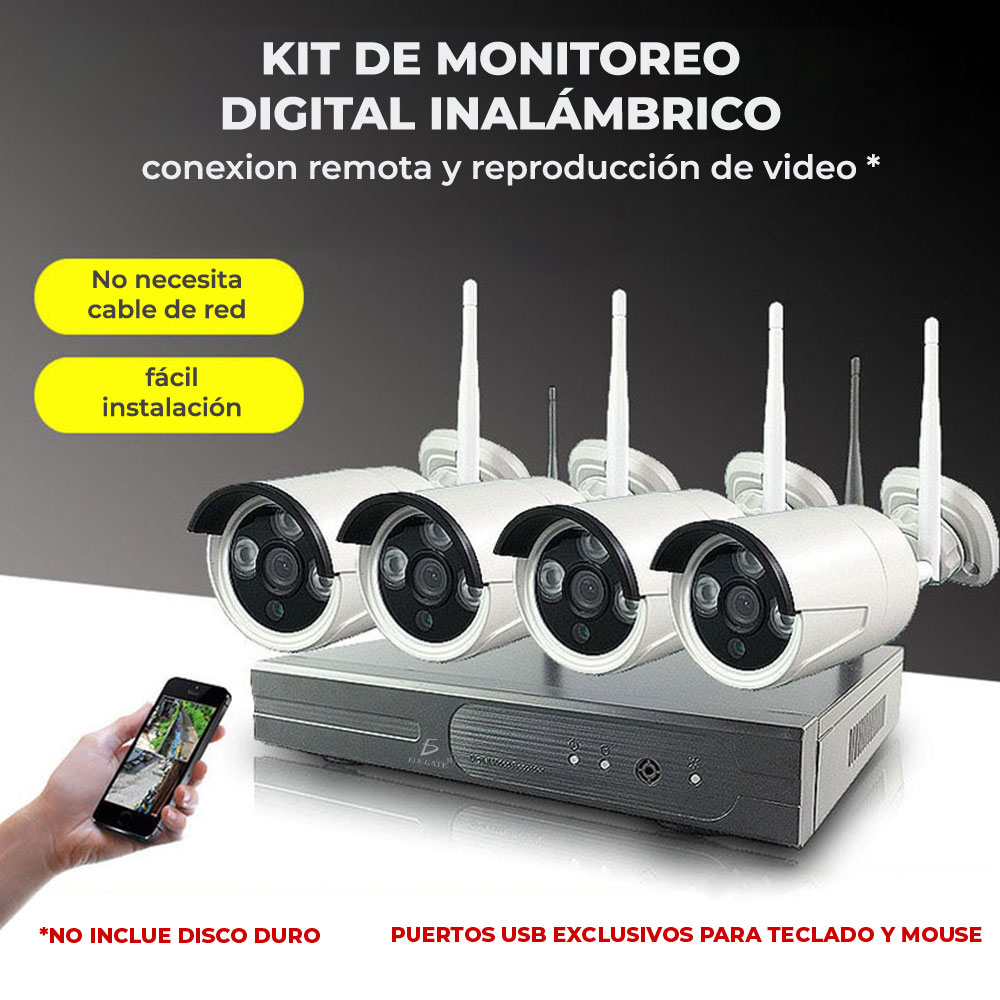 4 Camaras De Seguridad Wifi Exterior 1080P Inalambrica Con Vision Nocturna  Video