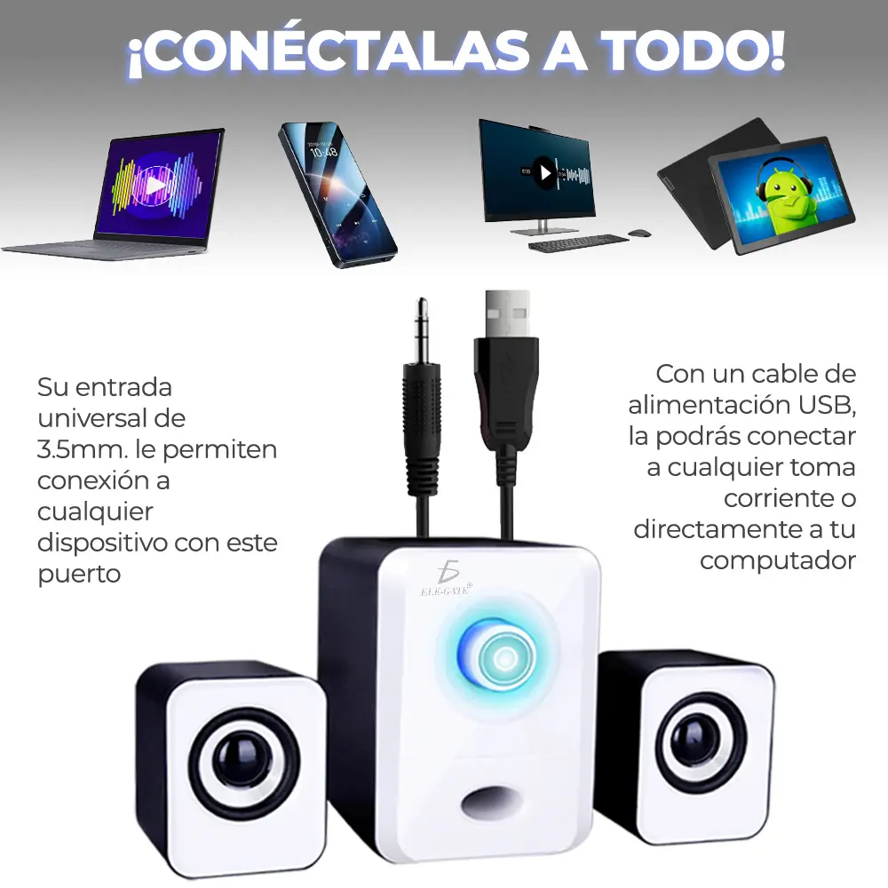 Bocina 2.1 Subwoofer 3.5mm Estéreo Bass Caja De Sonid