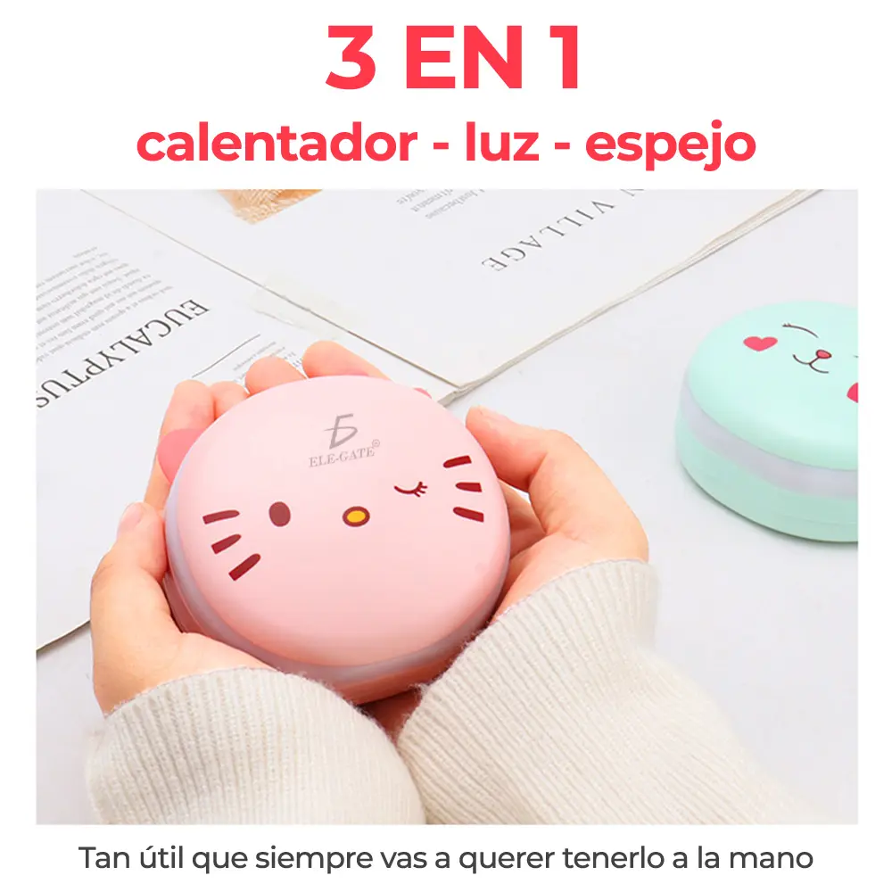 Calentador De Manos Con Aro de Luz y Espejo Recargable