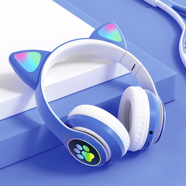 Diadema Gato Bluetooth Auriculares Colorido Led Luminoso