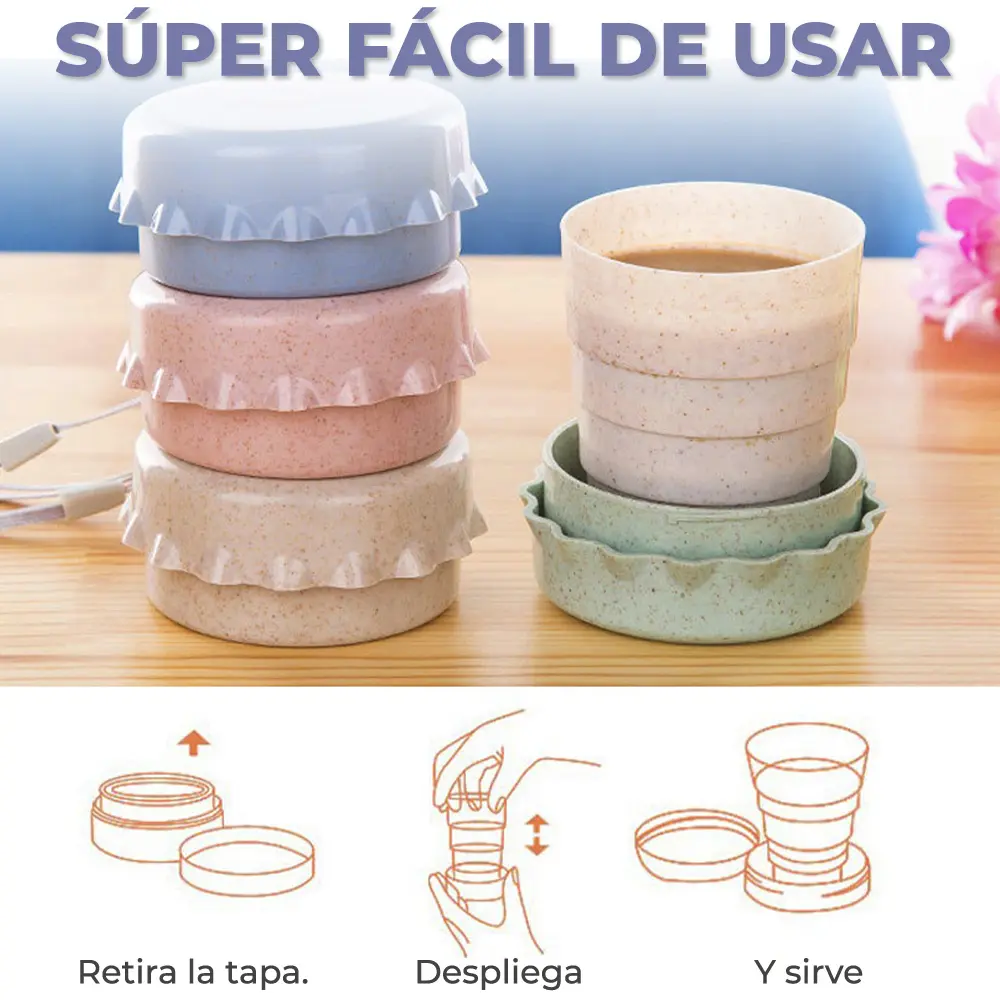 Vaso Taza Plegable Termo Silicon Retráctil Reutilizable Port