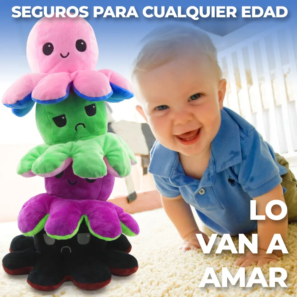 Muñeca De Pulpo Reversible De Doble Cara Con Cambio De Expre
