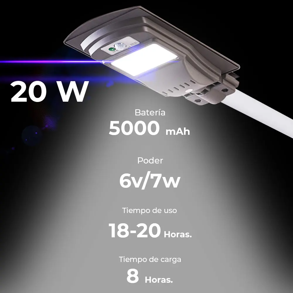 Lámpara Solar 20 Leds Sensor Movimiento Exterior