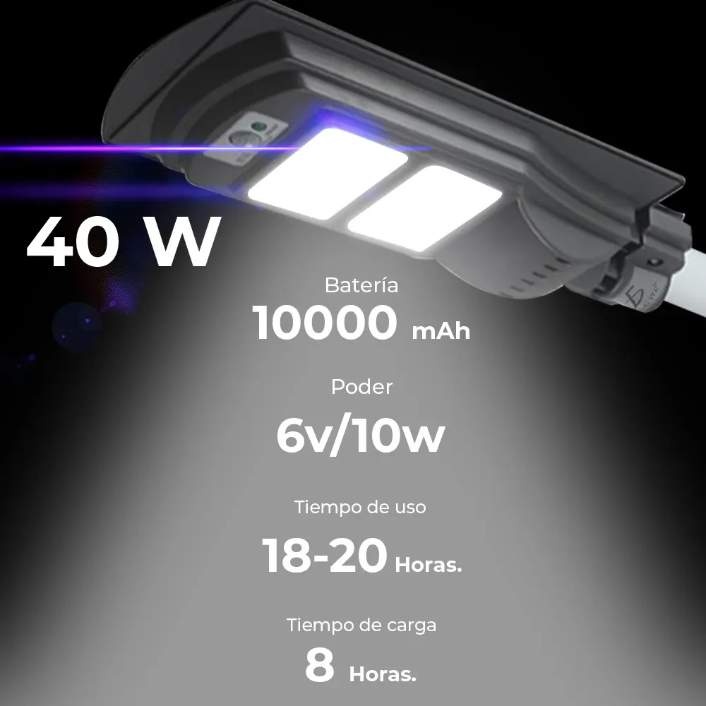 Lámpara Solar 40 Leds Sensor Movimiento Exterior