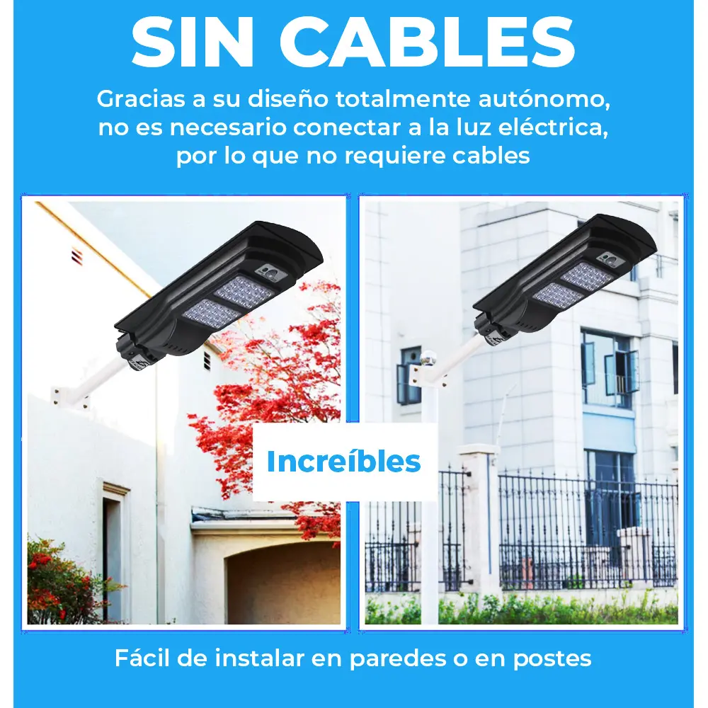 Lámpara Solar 40 Leds Sensor Movimiento Exterior