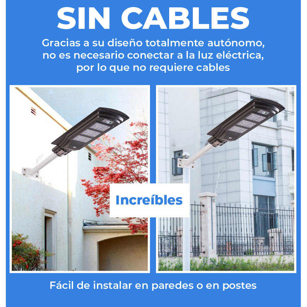 Lámpara Solar 60 Leds Sensor Movimiento Exterior
