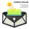 Lámpara Solar 100 Leds Sensor Movimiento Exterior Lámpara Solar 100 Leds Sensor Movimiento Exterior