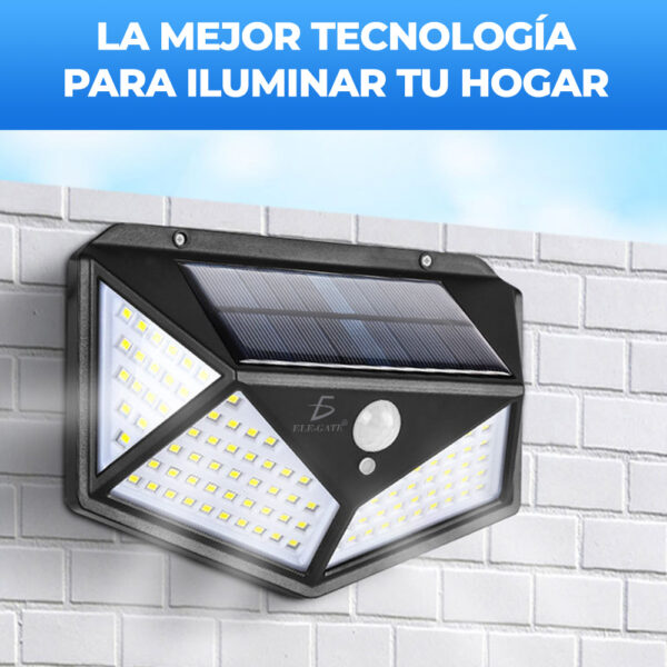 Lámpara Solar 100 Leds Sensor Movimiento Exterior