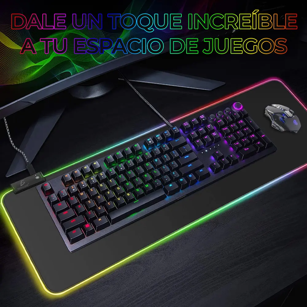 Mouse Pad Gamer Con Luz Led RGB Iluminado 90x40 mm