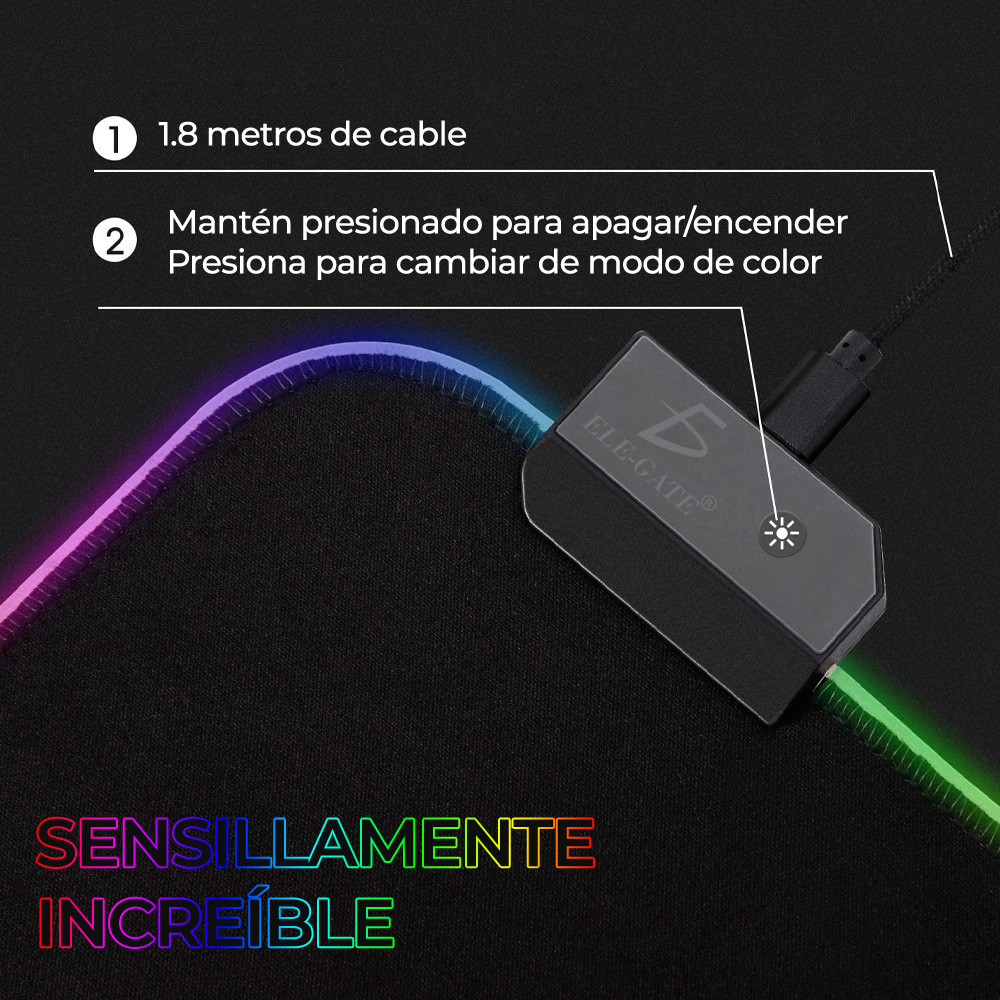 Mouse Pad Gamer Con Luz Led RGB Iluminado 90x40 mm