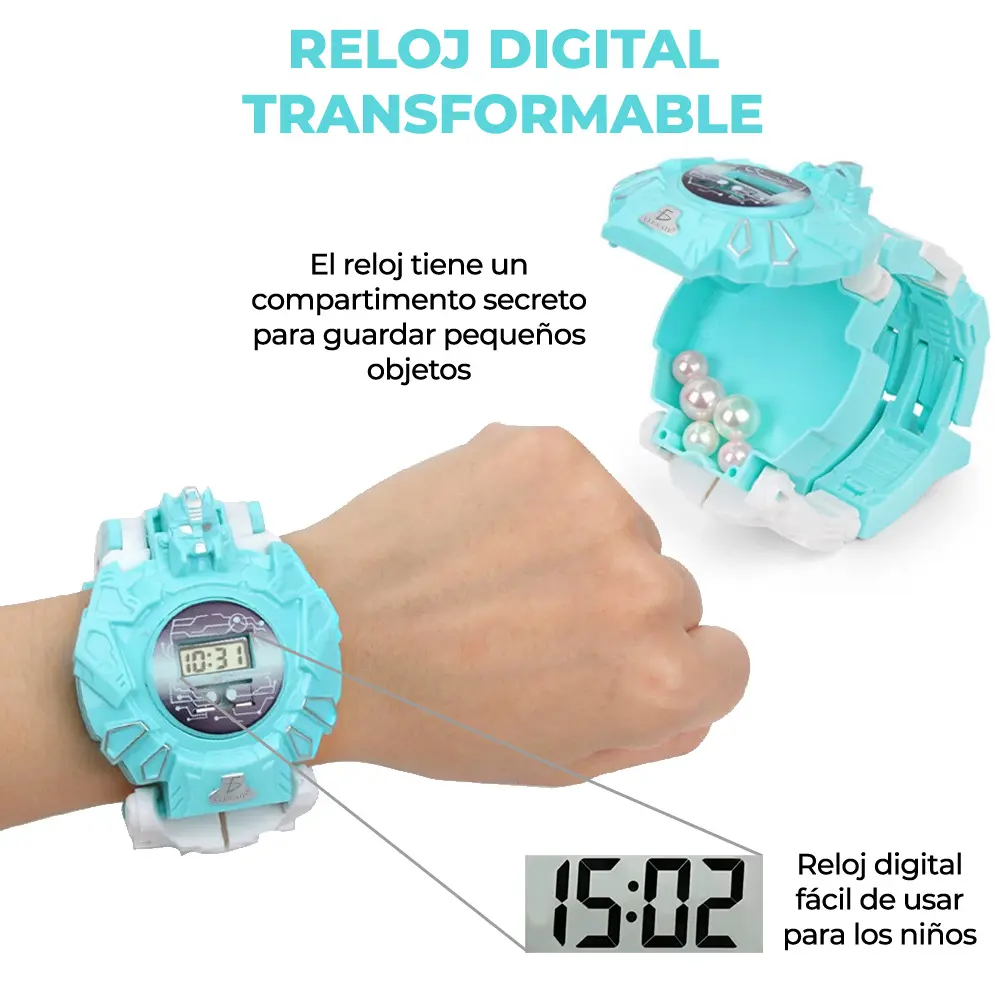 Transformador 2 En 1 Robot Reloj Digital Electrónic