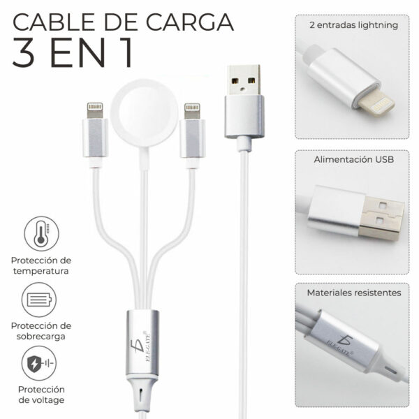 Cable De Usb Cargador 3 En 1 Para Iwatch iphone Lightning