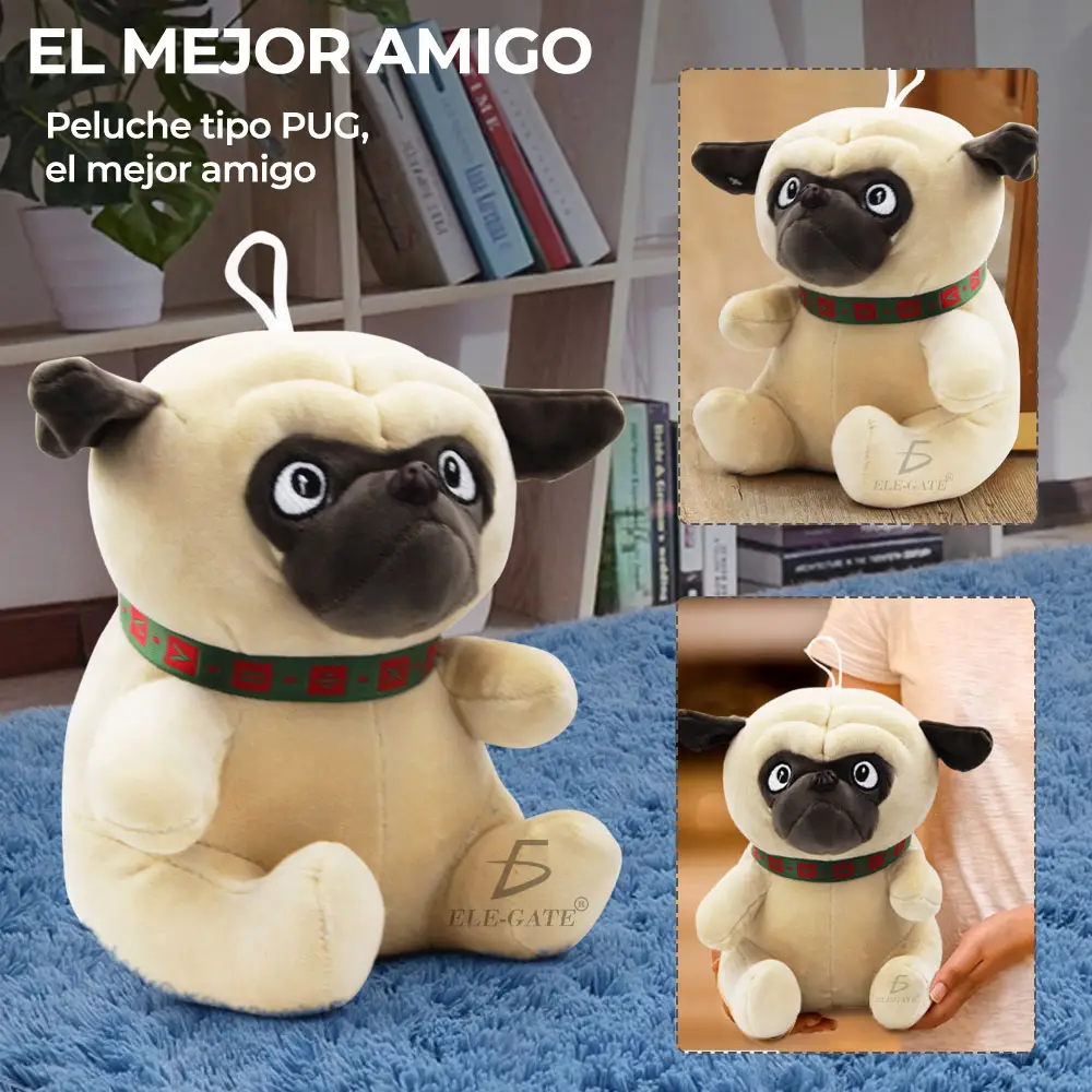 Juguetes Peluche Con Forma Perro Pug Para Dormir 33cm