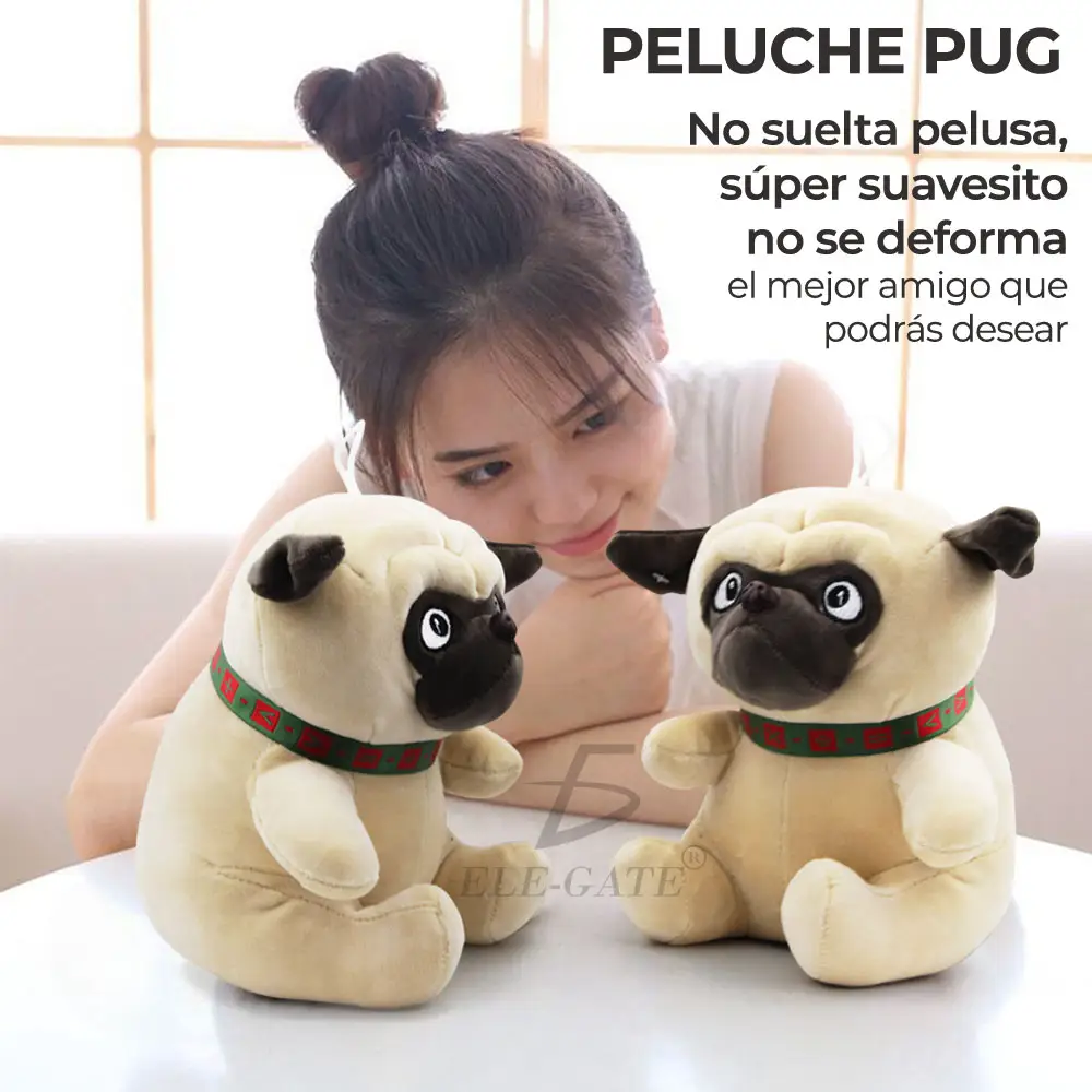 Juguetes Peluche Con Forma Perro Pug Para Dormir 33cm