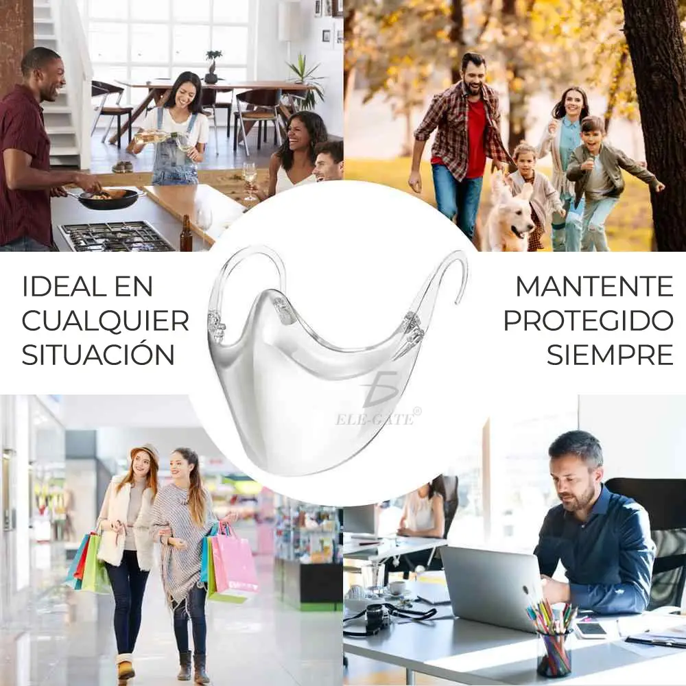Mascarilla Careta Cubre Boca Nariz Protector Facial Transparente