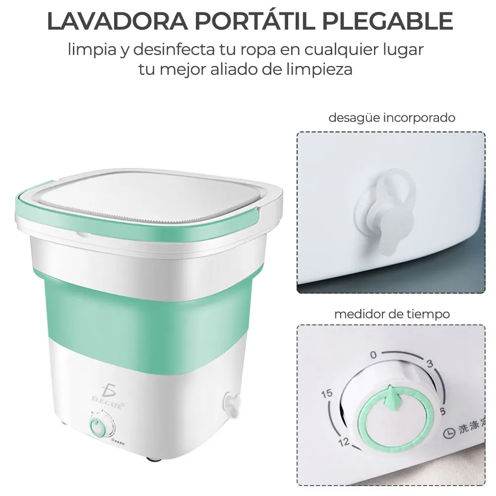 Lavadora Turbo Plegable 11.5L Portátil Mini Lavadora 1.8KG