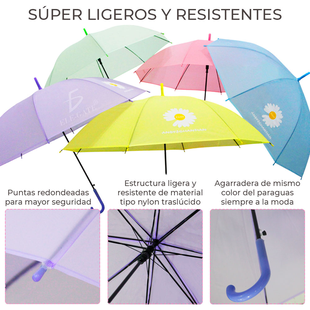 Paraguas Transparente De Colores Fashion Sombrilla