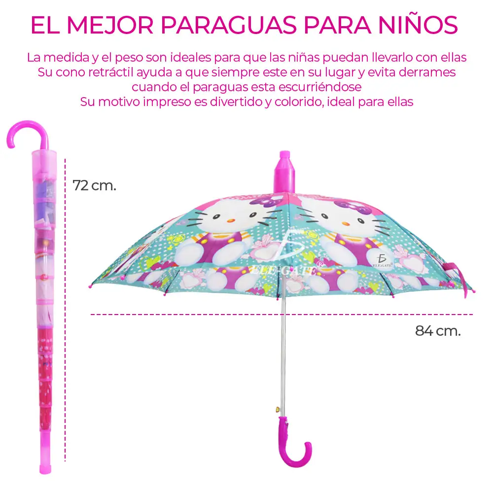 Sombrilla Para Niña Con Hello Gato Economica Diseño