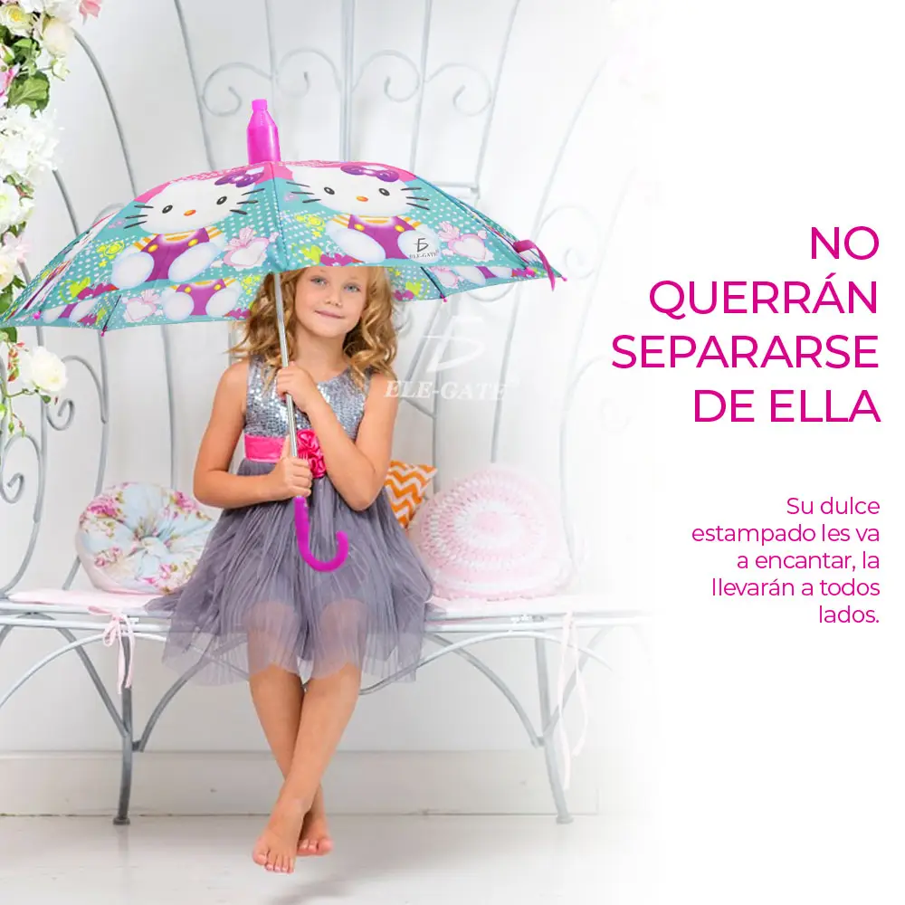 Sombrilla Para Niña Con Hello Gato Economica Diseño