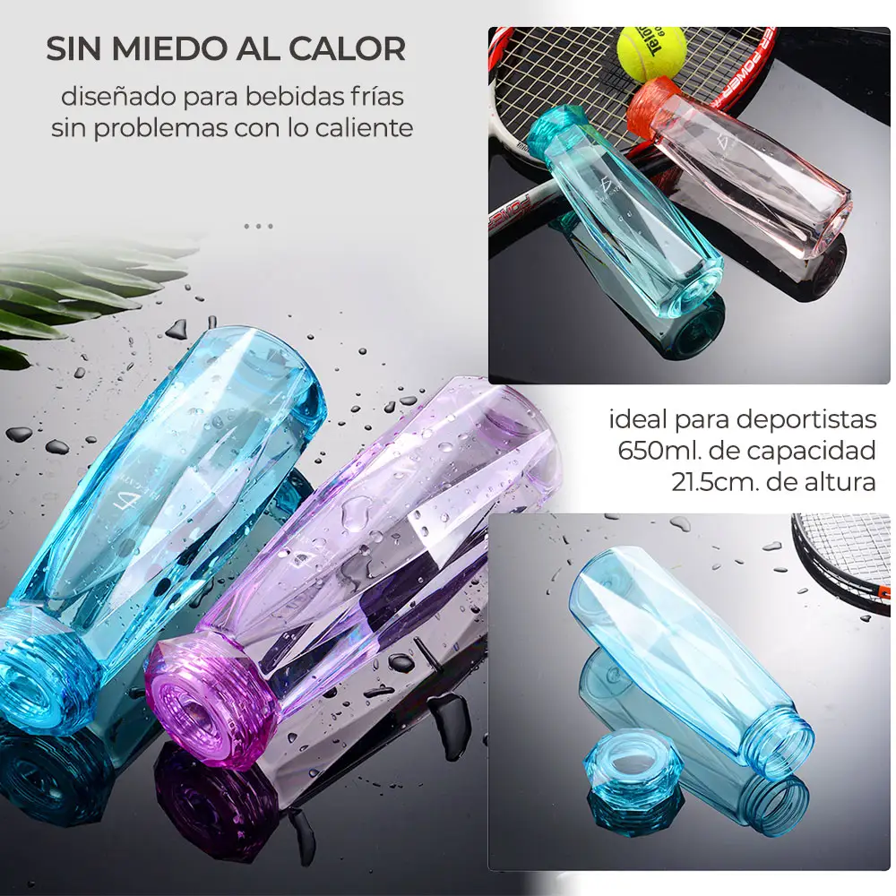 Vaso Tipo Cristal De 650 ML sobre una raqueta