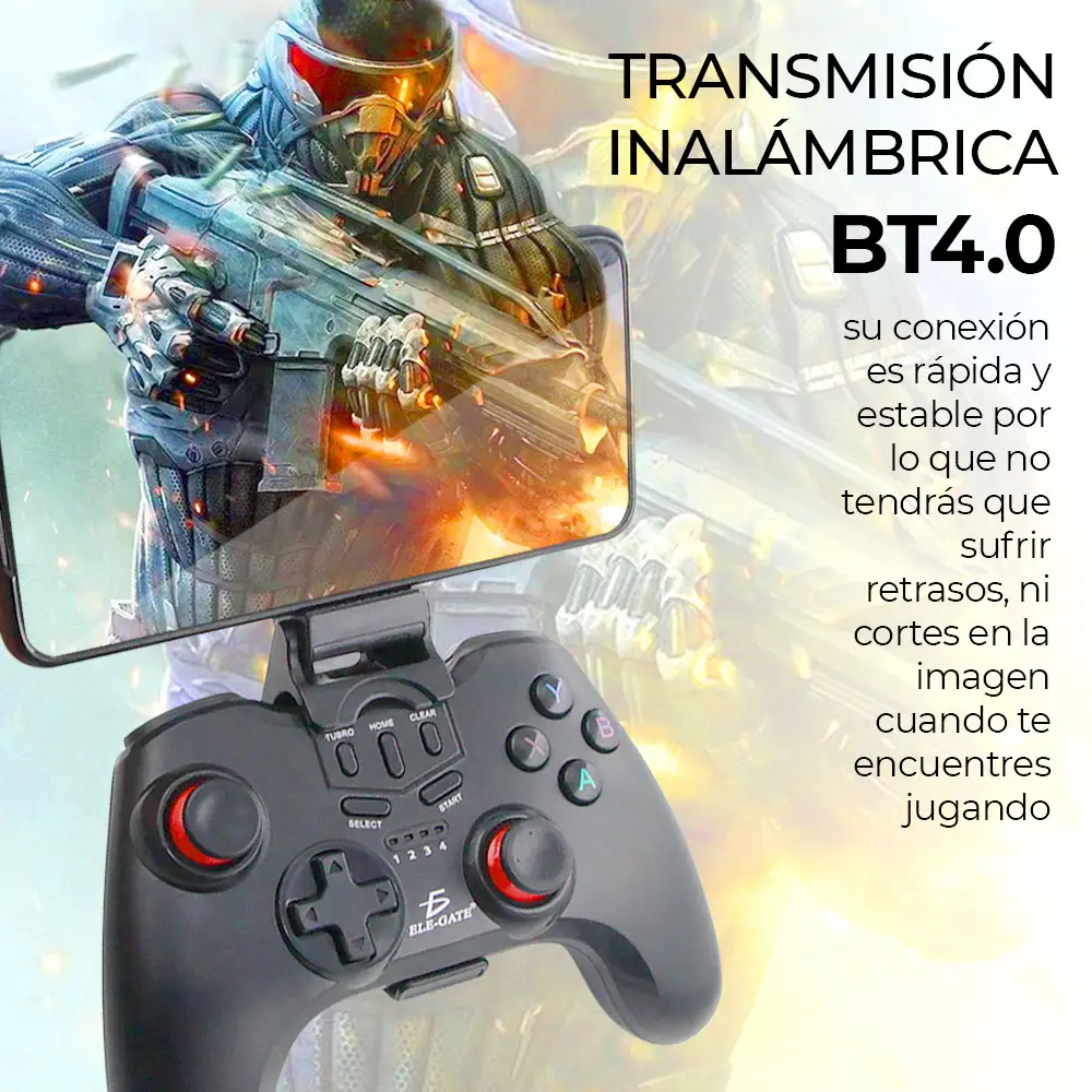 Control Gamepad Videojuego Bluetooth Android Con Soporte
