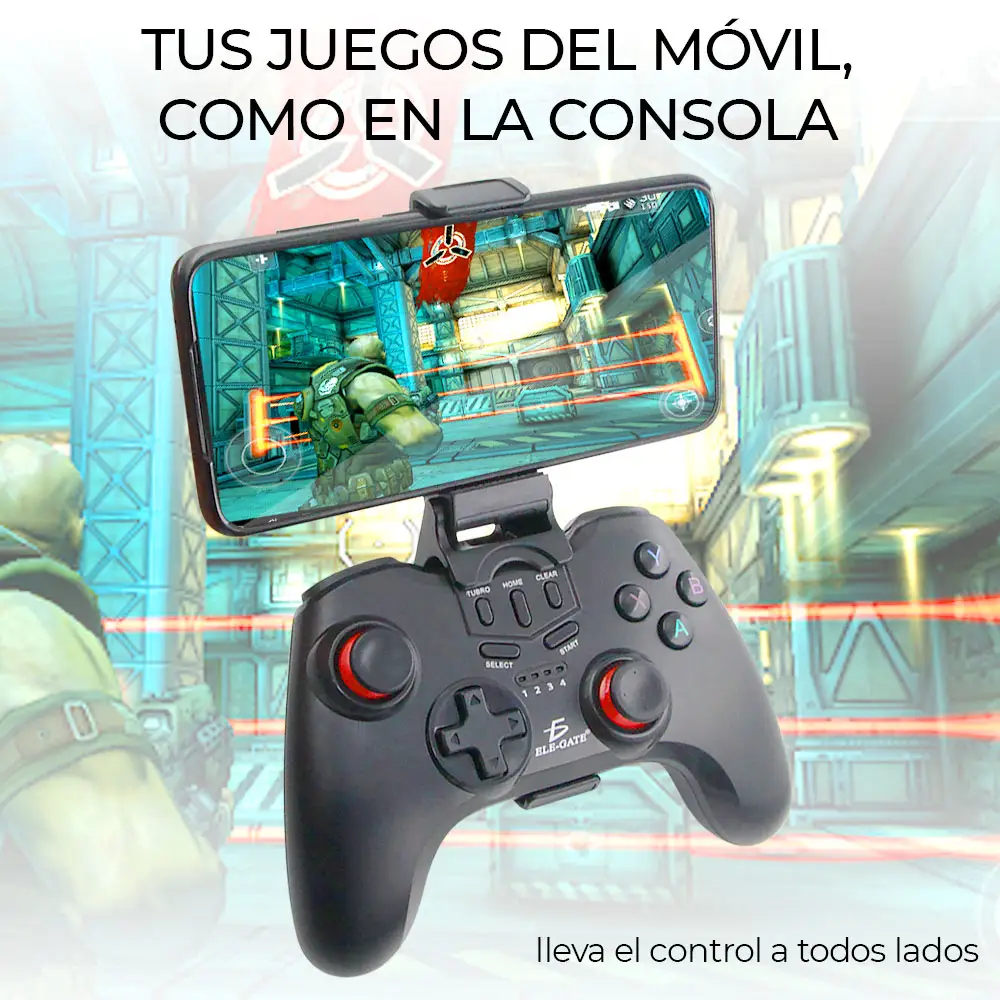 Control Gamepad Videojuego Bluetooth Android Con Soporte