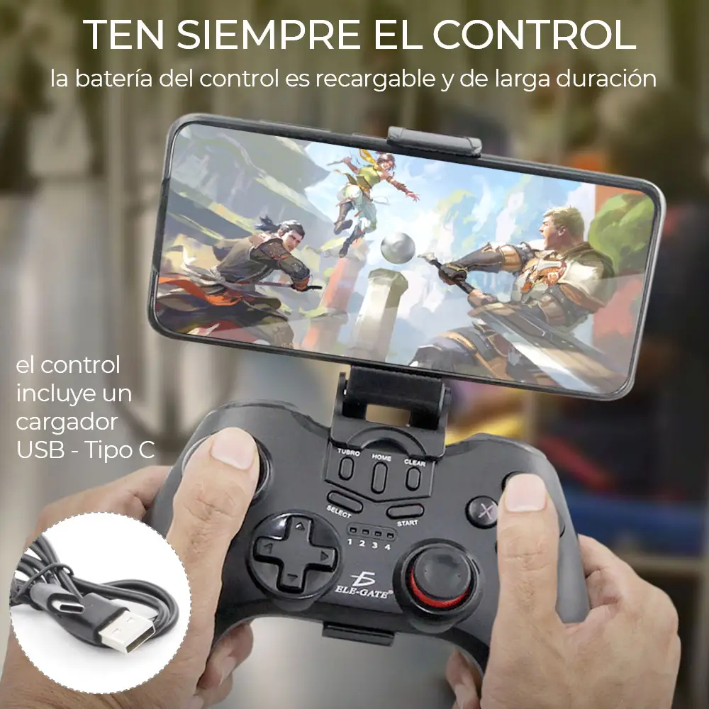 Control Gamepad Videojuego Bluetooth Android Con Soporte