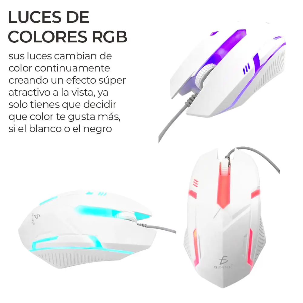 Mouse Gaming LED Alámbrico Usb Respiración Luz Ratón