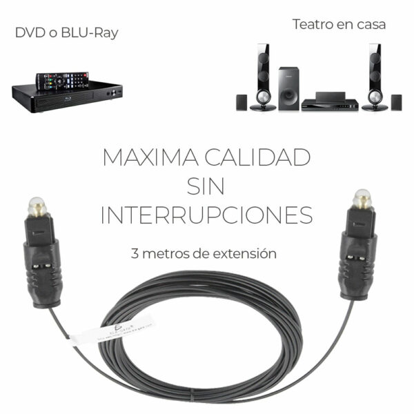Cable De Fibra Optica 3 Metros Audio Digital Alta Calidad