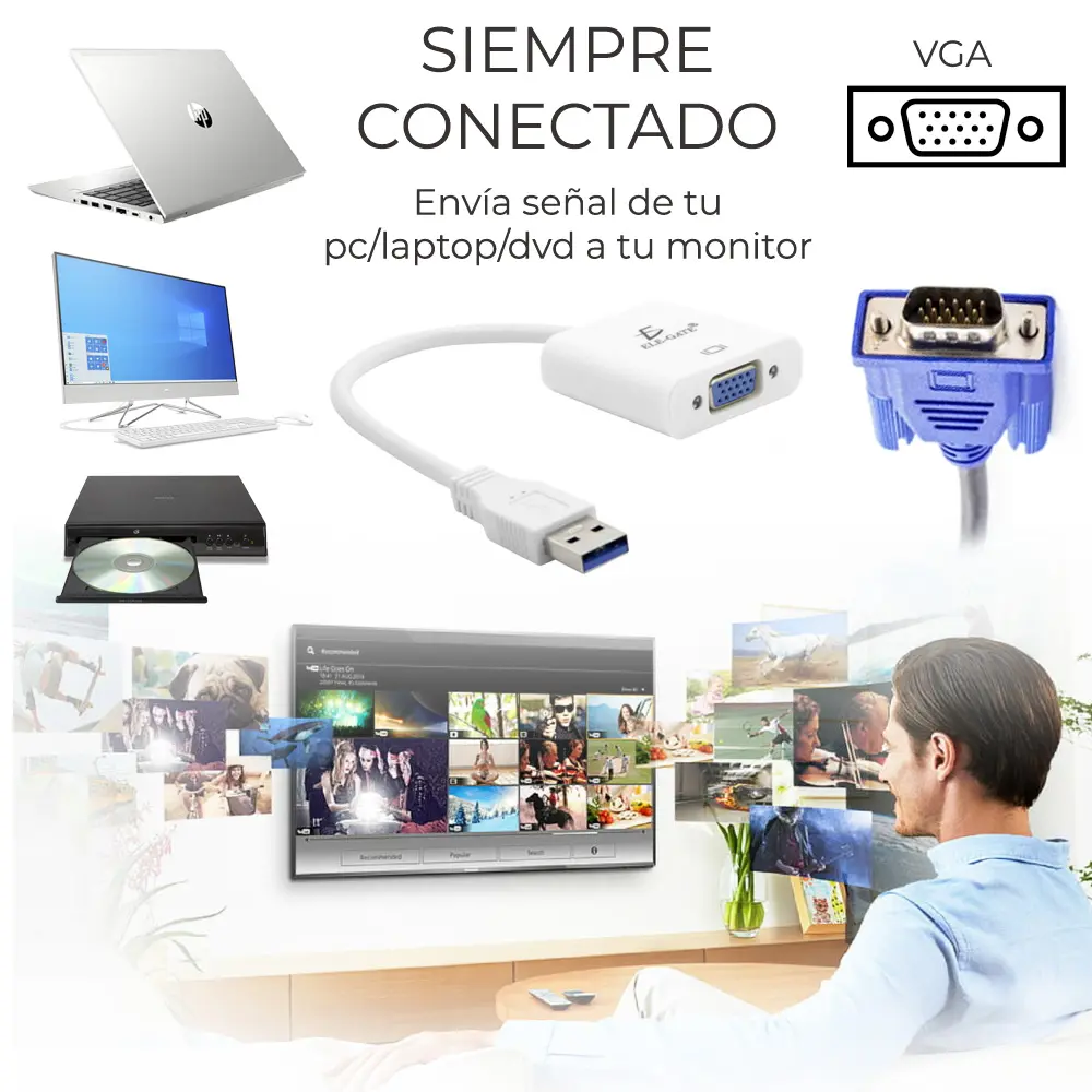 Convertidor Adaptador Usb 3.0 A VGA Full Hd 1080P