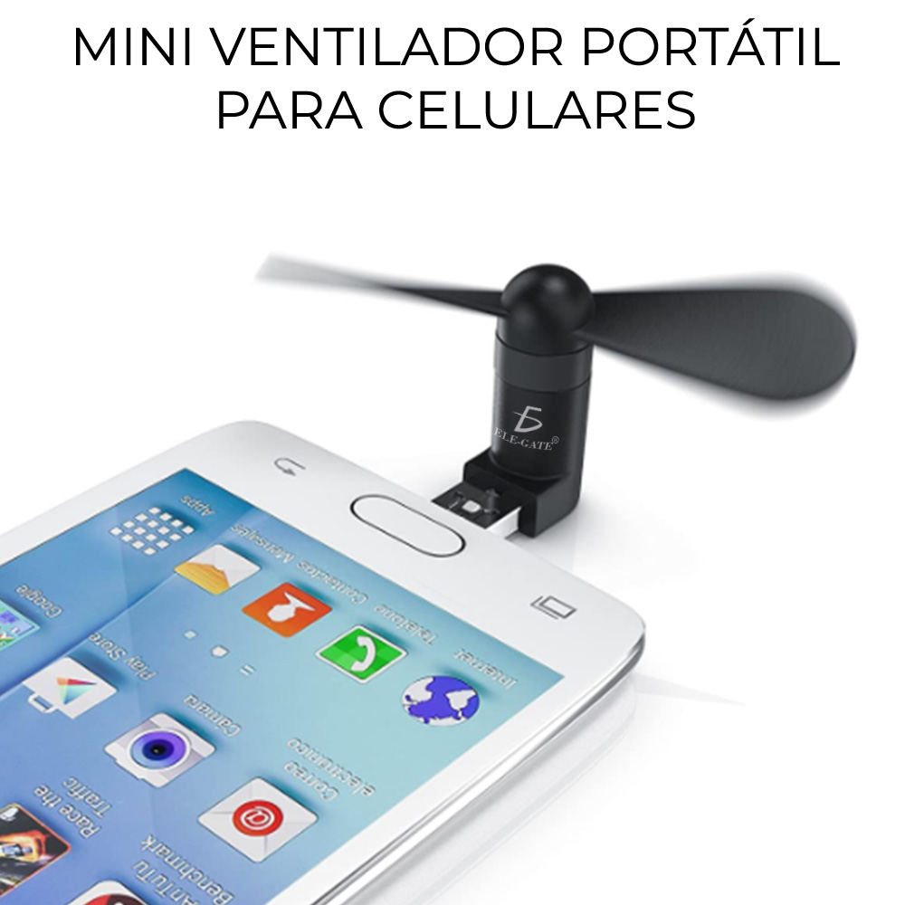 Mini Ventilador 2 En 1 Para Smartphone Android Carga Usb V8 Y Usb de Power Bank