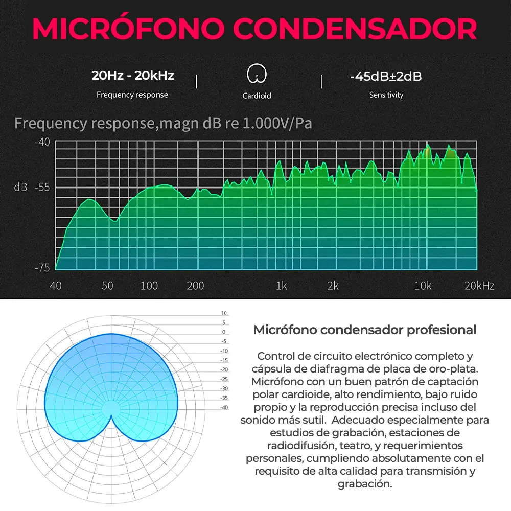 Kit Profesional Microfono Condensador Grabación Estudio ktv