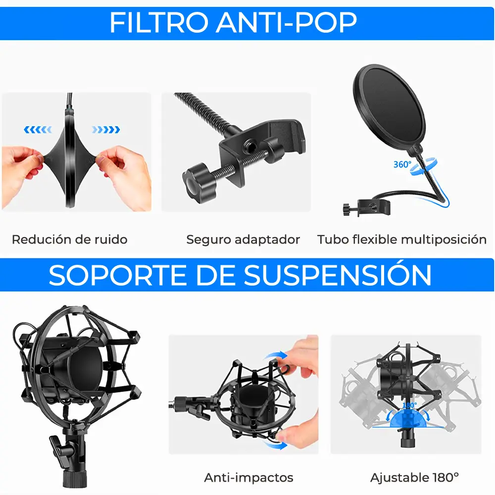 Kit Profesional Microfono Condensador Grabación Estudio ktv