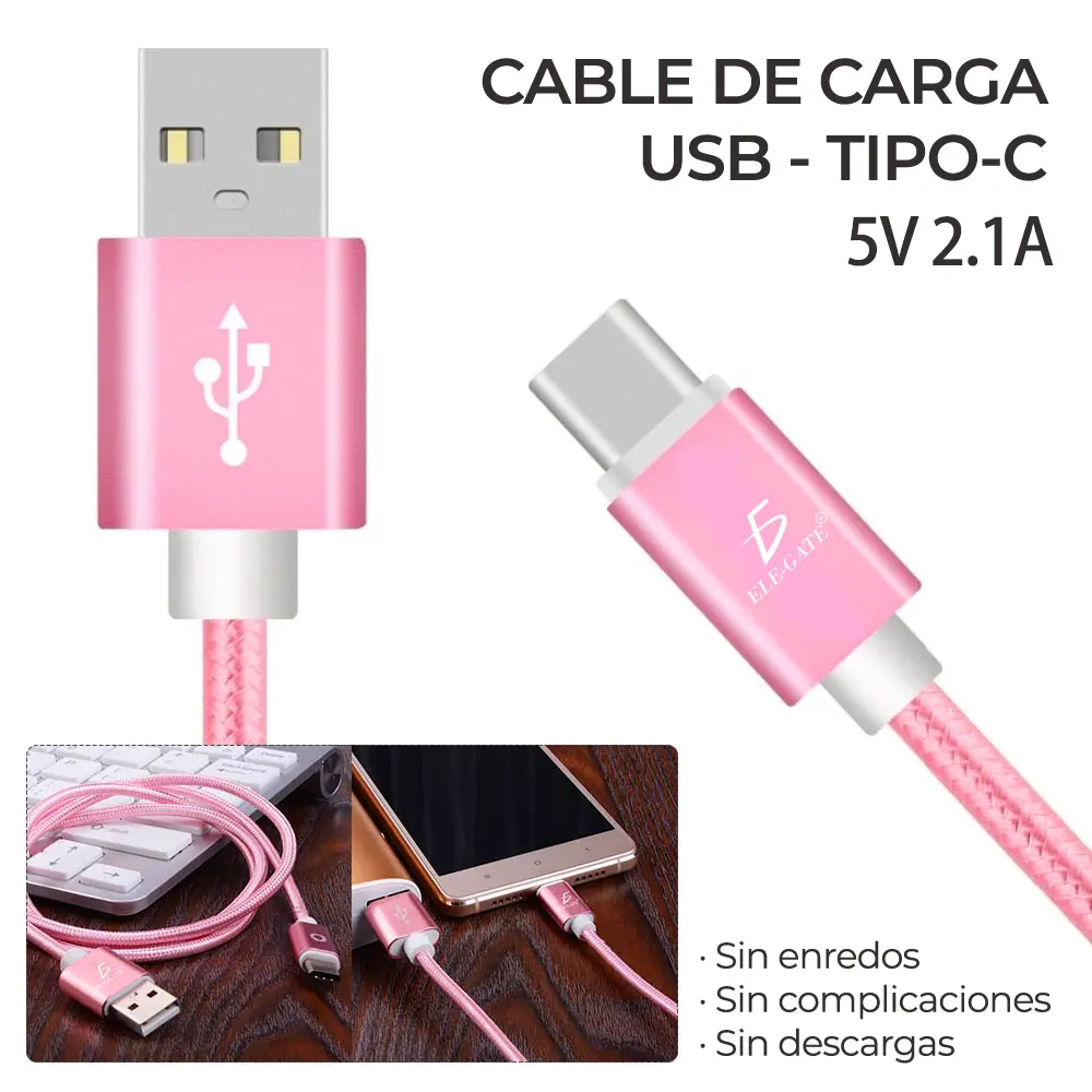 Cable Usb Entrada Tipo c Type-c Reforzado Cubierta Tela
