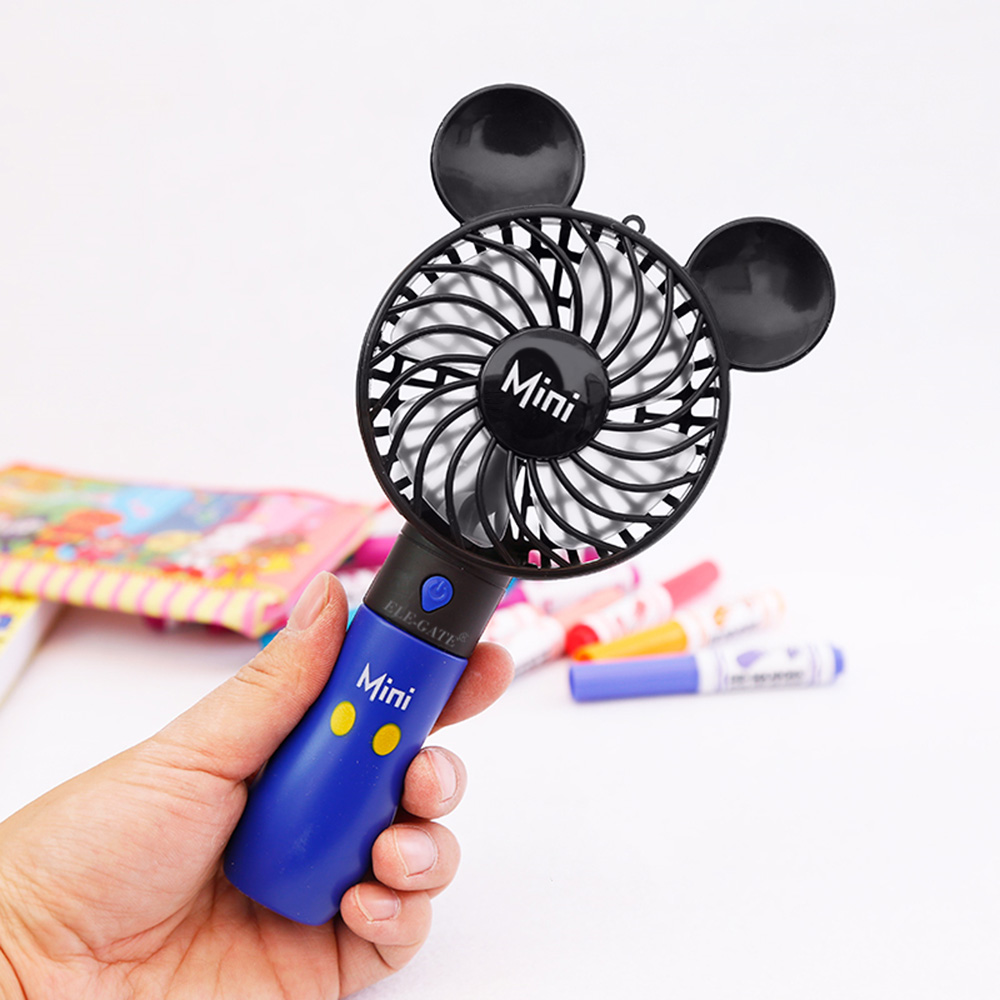 Mini Ventilador Recargable Forma de Mickey Con Luz RGB