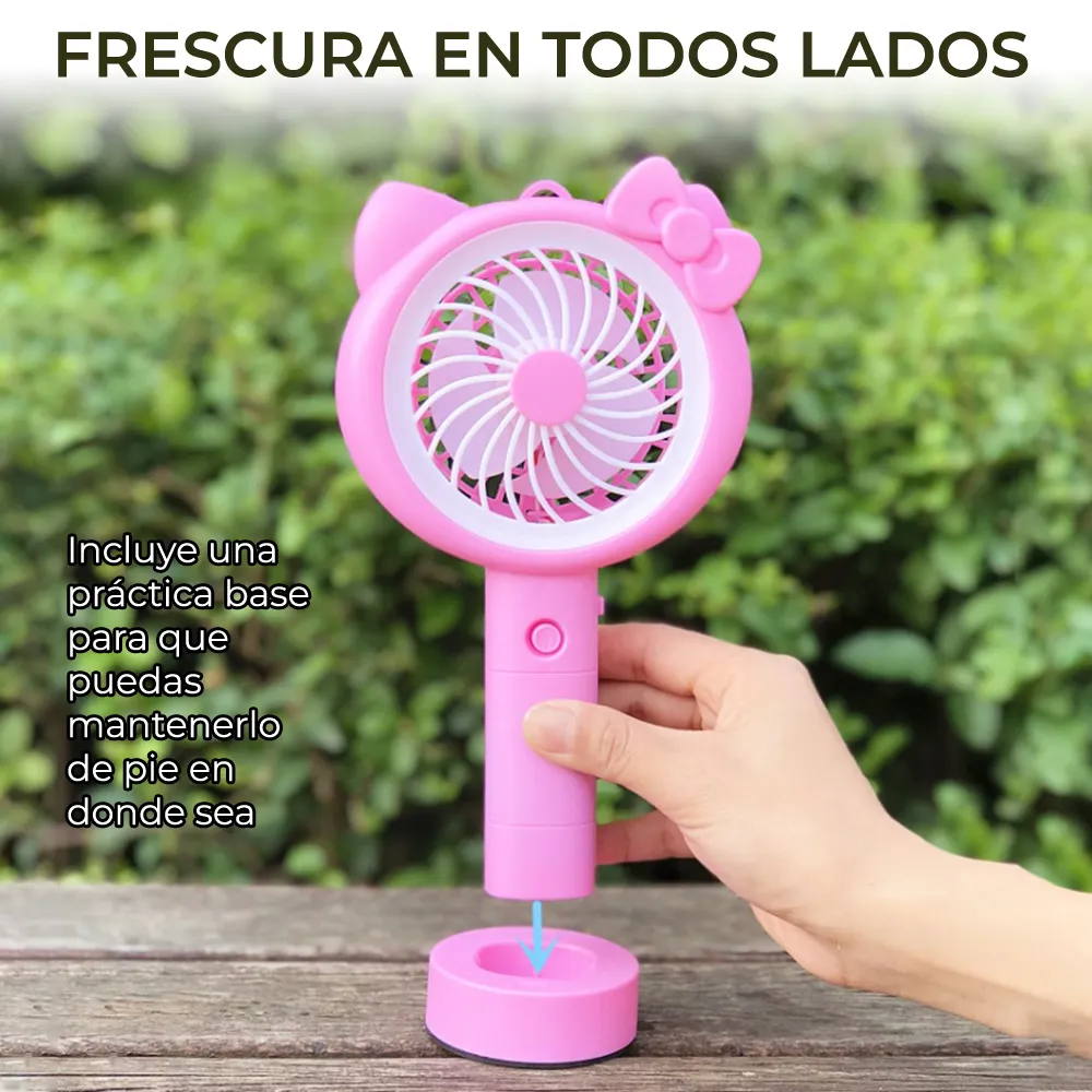 Mini Ventilador Personal Cartoon Con Aro de Luz