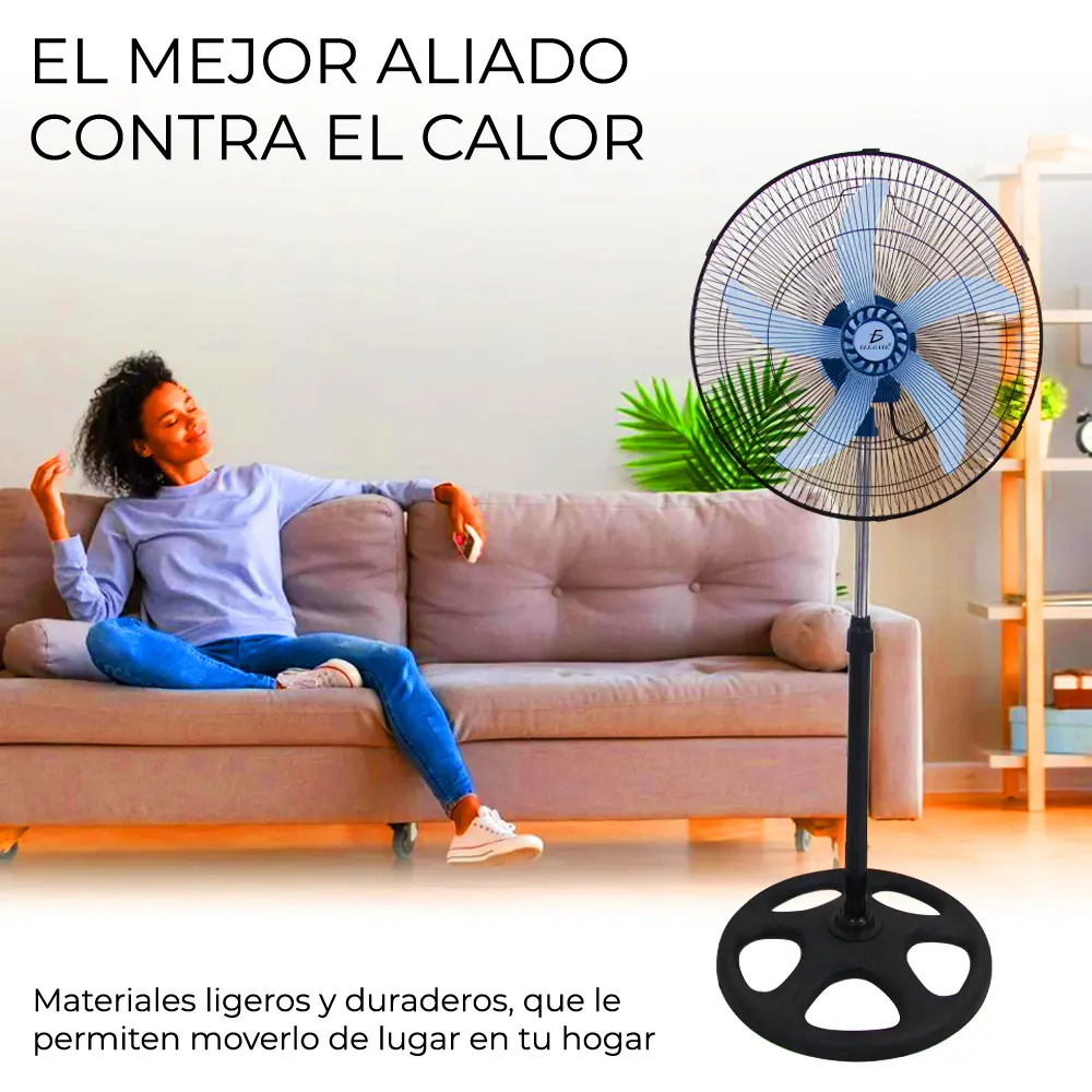 Ventilador De Pie Silencioso 3 Aspa 16″ de diámetro