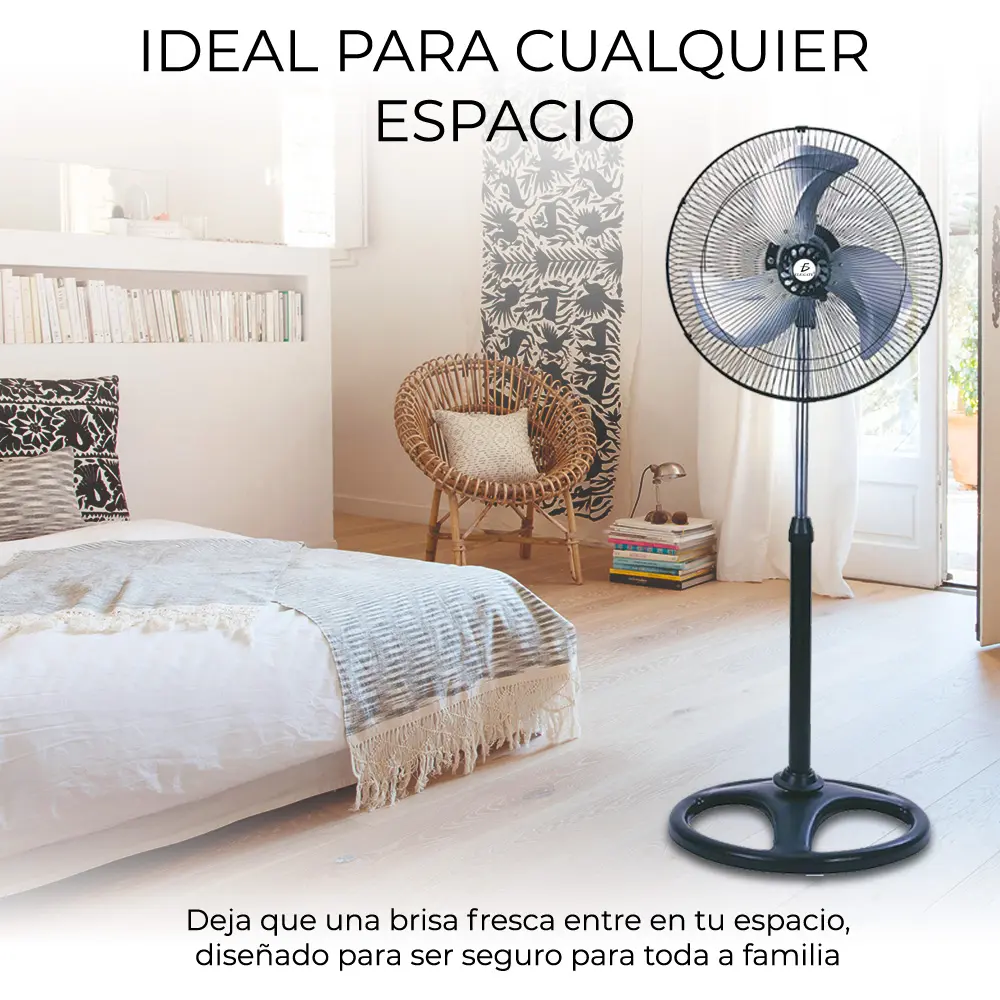 Ventilador De Pie Silencioso 3 Aspa 18" de diámetro