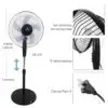 Ventilador De Pie Silencioso 5 Aspa 16″ de diámetro Ventilador De Pie Silencioso 5 Aspa 16″ de diámetro