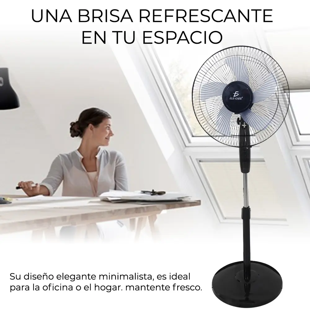 Ventilador De Pie Silencioso 3 Aspa 16″ de diámetro