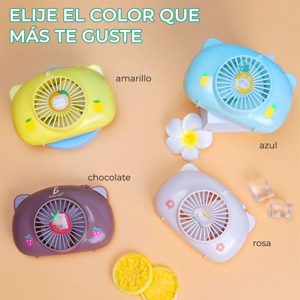 Mini Ventilador Personal Recargable Colores Forma de Pastel