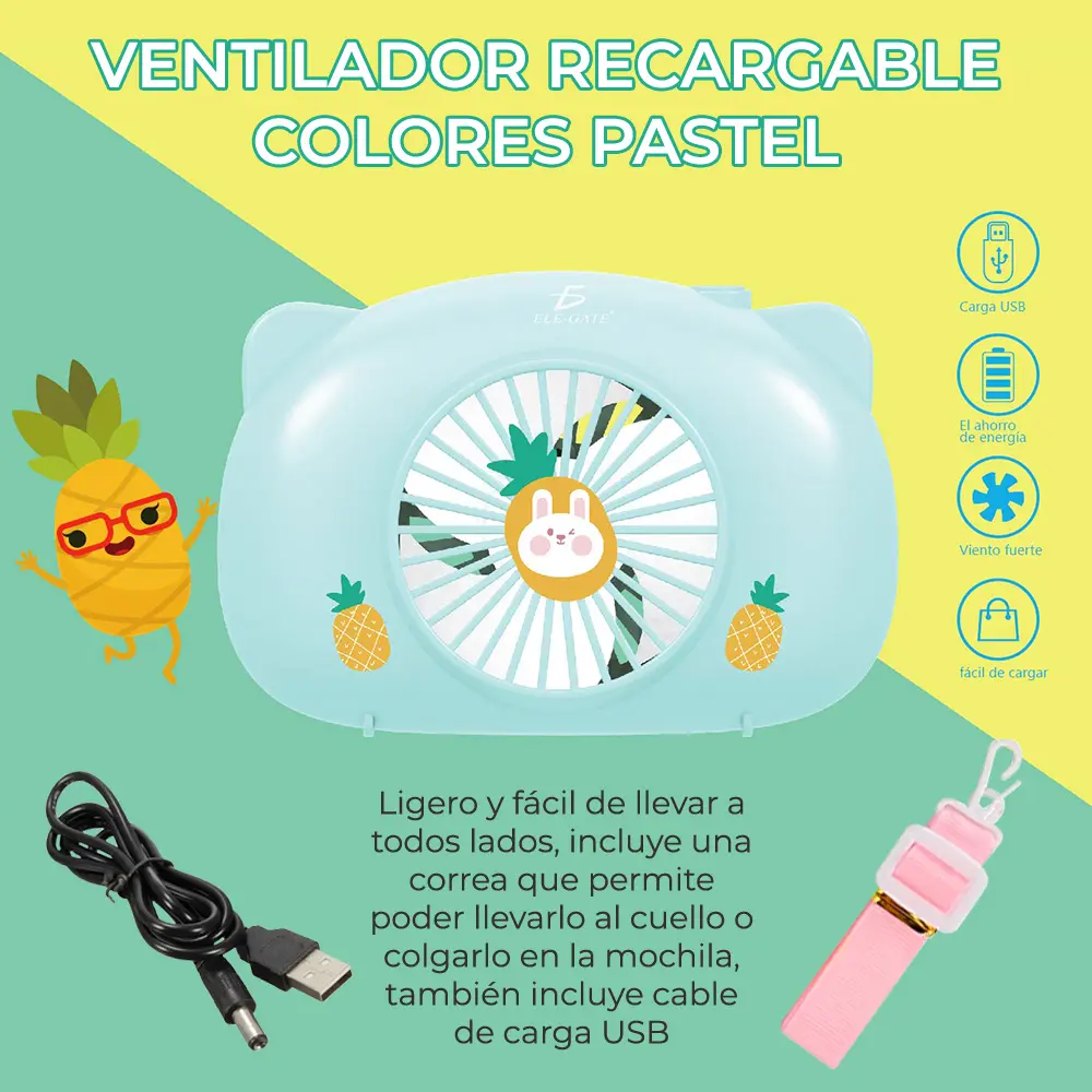 Mini Ventilador Personal Recargable Colores Forma de Pastel