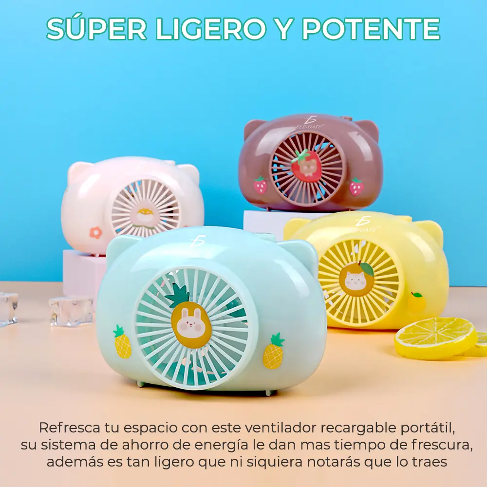Mini Ventilador Personal Recargable Colores Forma de Pastel
