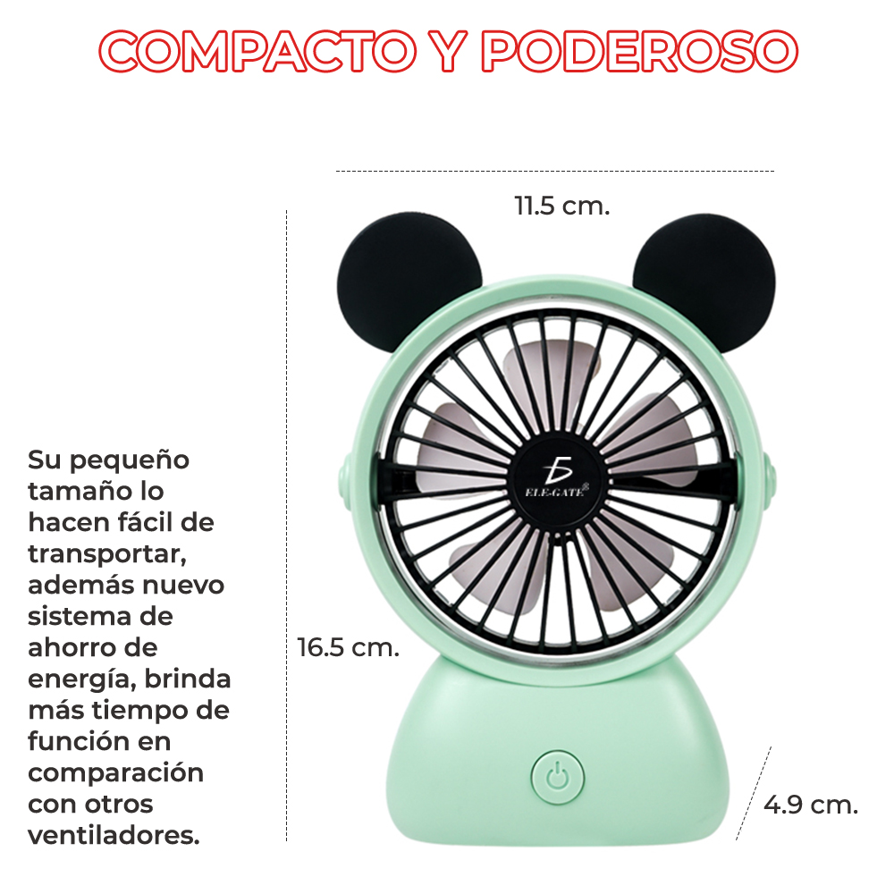 Mini Ventilador Personal Plegable y Recargable Mickey