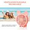 Mini Ventilador Personal Plegable Y Recargable Color Rosa